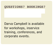 questions? Bookings?
https://www.facebook.com/ChildrenAndMusic?fref=ts

Darva Campbell is available for workshops, inservice training, conferences, and corporate events.  

